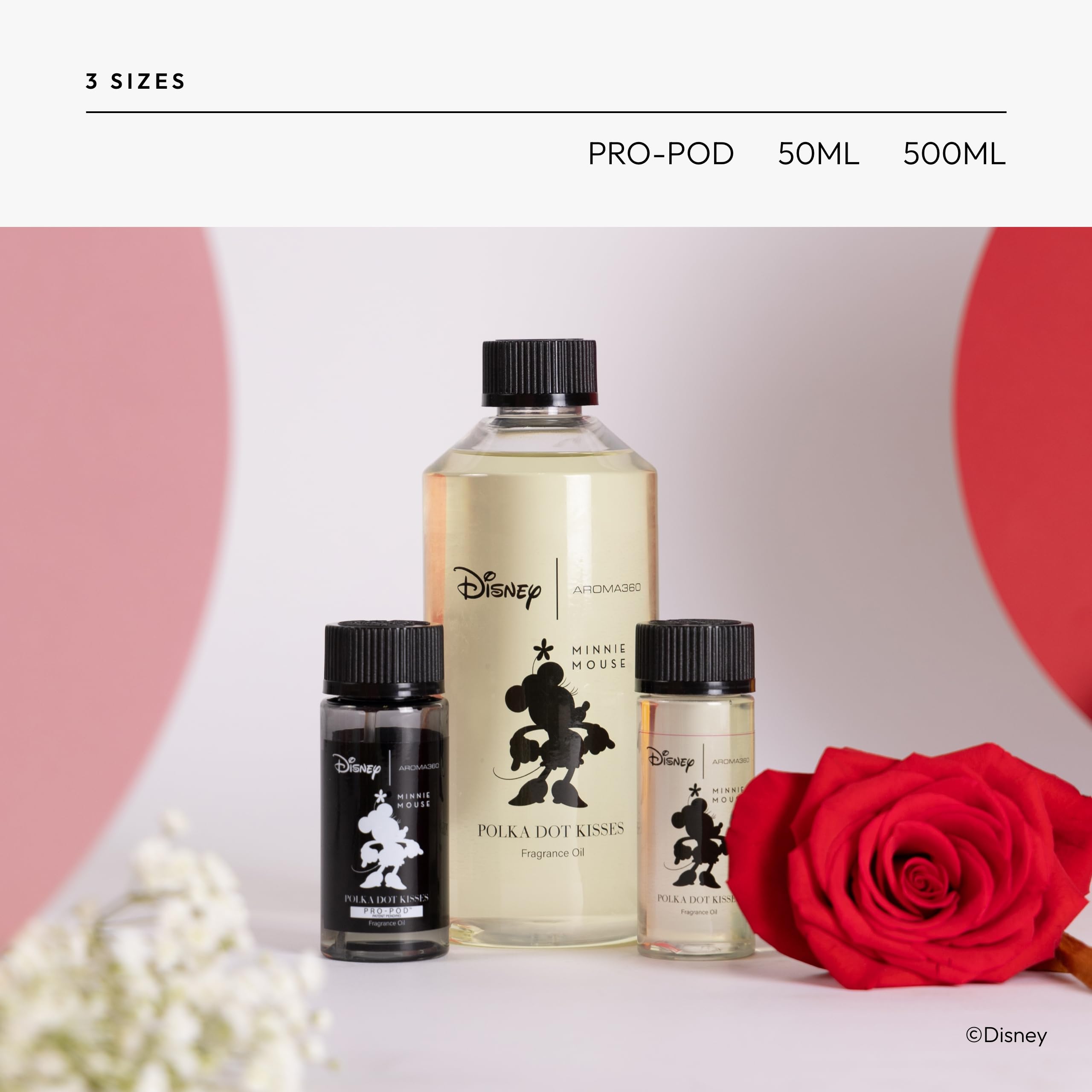 Aroma360 Disney Polka Dot Kisses packaging display showcases premium home fragrance