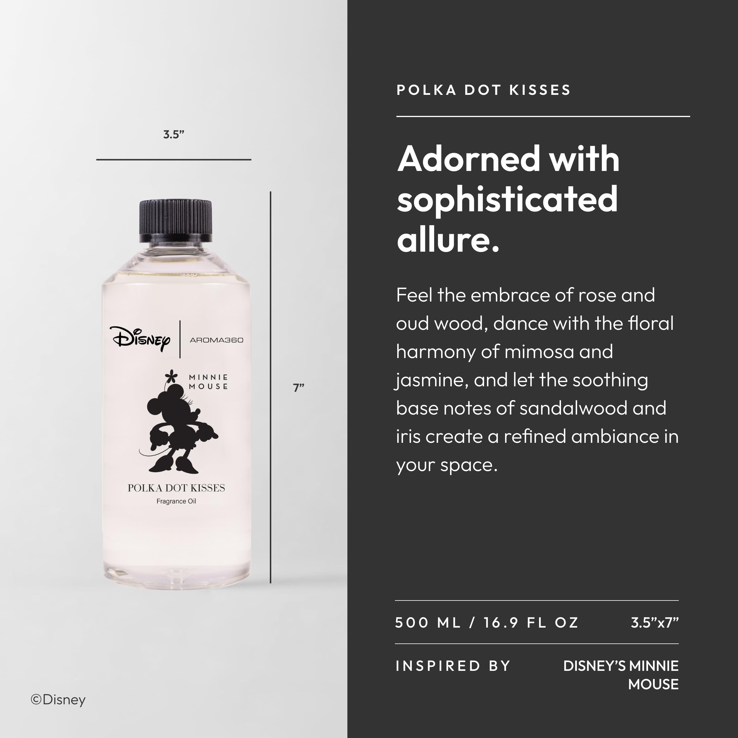 Aroma360 Disney Polka Dot Kisses rose-oud notes create a refined atmosphere