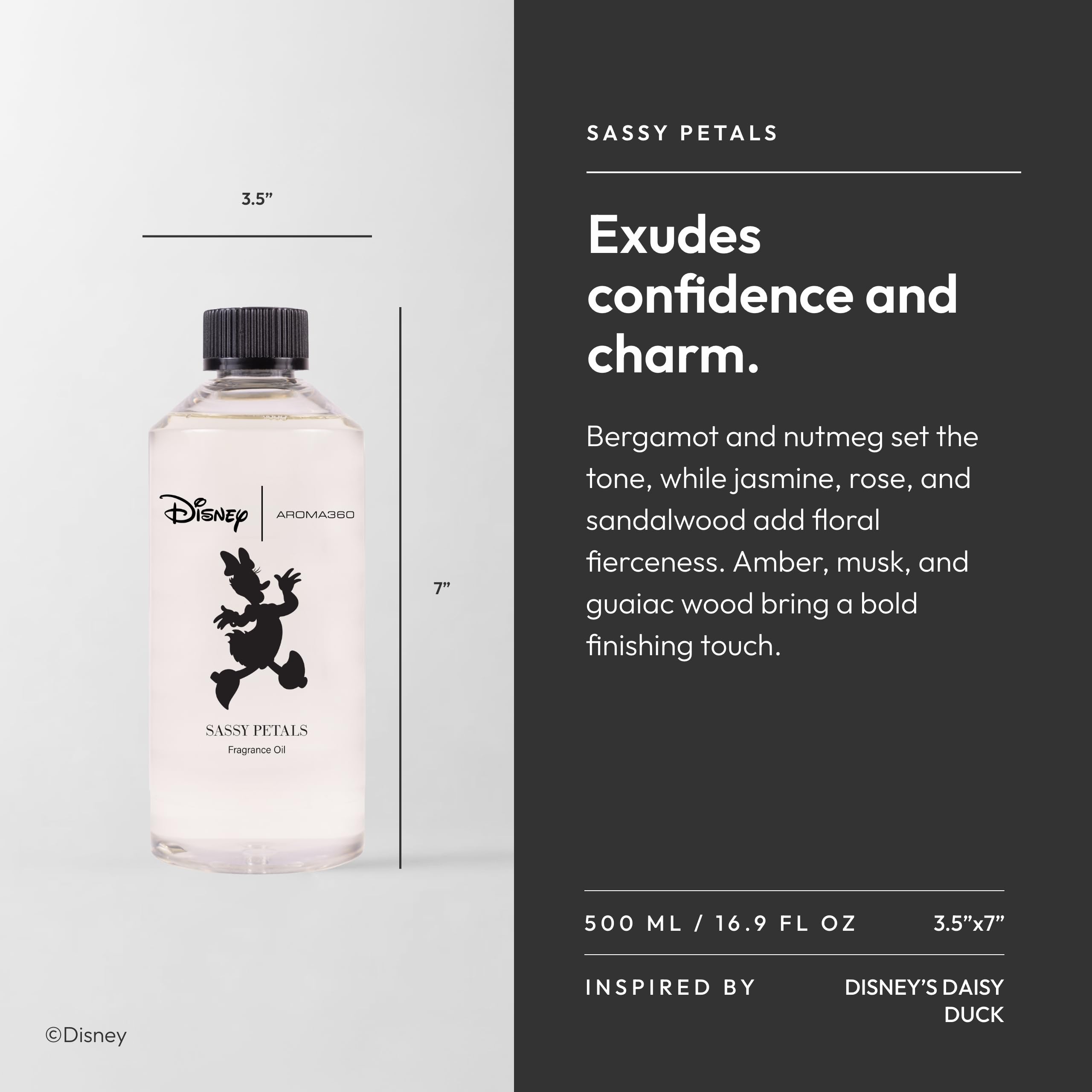 Aroma360 Daisy Duck diffuser oil bottle provides an uplifting floral ambiance.