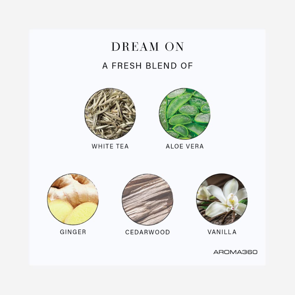Aroma360 Dream On soy wax candle delivering clean burn and long fragrance.