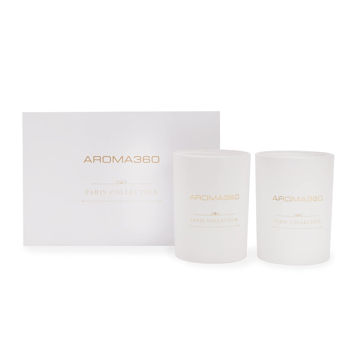 Aroma360 Dream On white tea candle for a calming evening atmosphere.