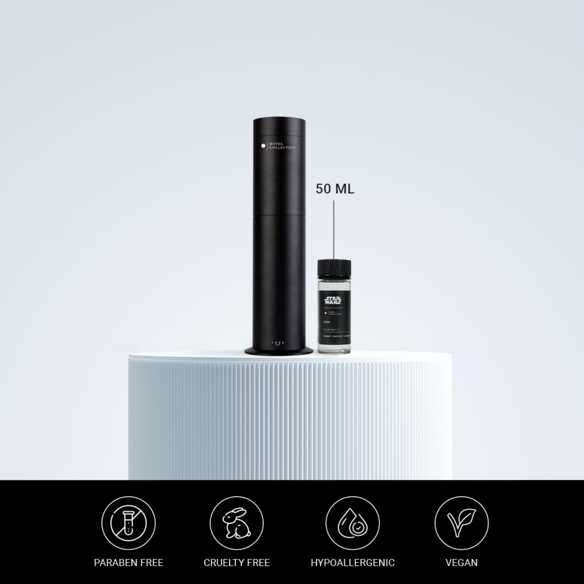 Aroma360 Jedi diffuser setup in a serene space emphasizing calm ambiance