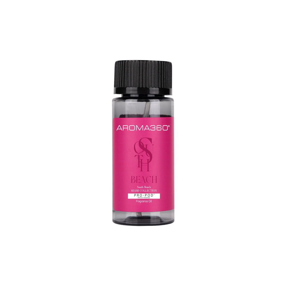 Aroma360 South Beach Pro-Pod bottle with pineapple scent for luxurious room ambiance and relaxation.