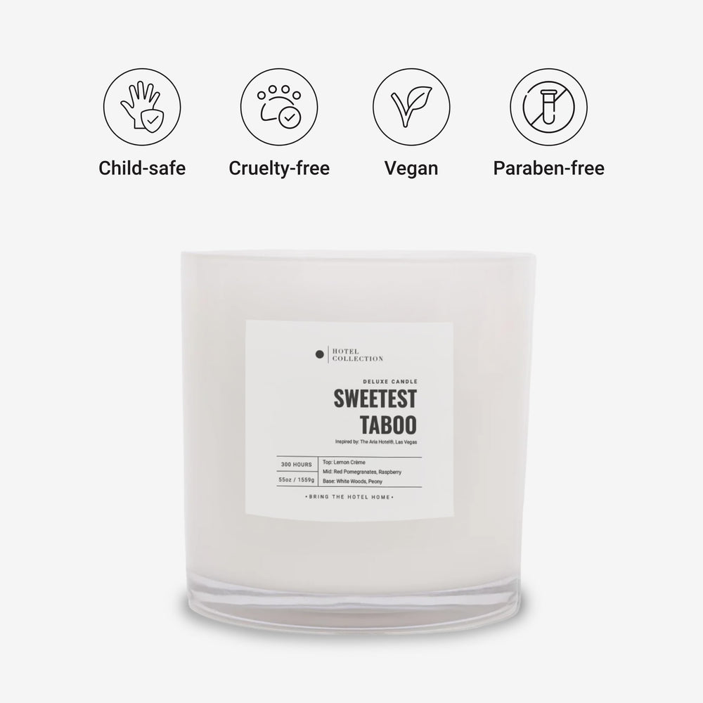 Aroma360 Sweetest Taboo Deluxe Candle wick close-up highlighting even burn.