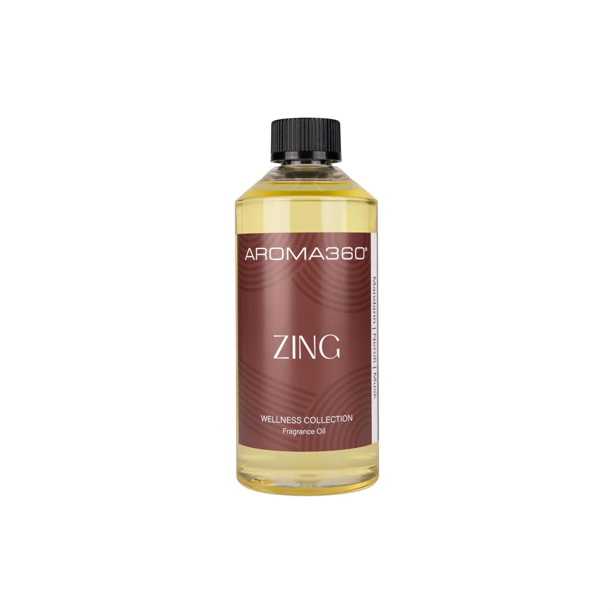Aroma360 Zing fragrance oil bottle for diffusers, energizing citrus aroma for spaces