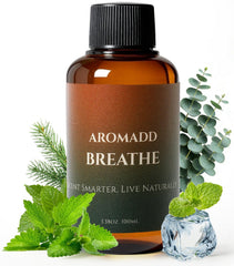 AROMADD Breathe Diffuser Oil bottle releasing a light, refreshing scent for spaces.