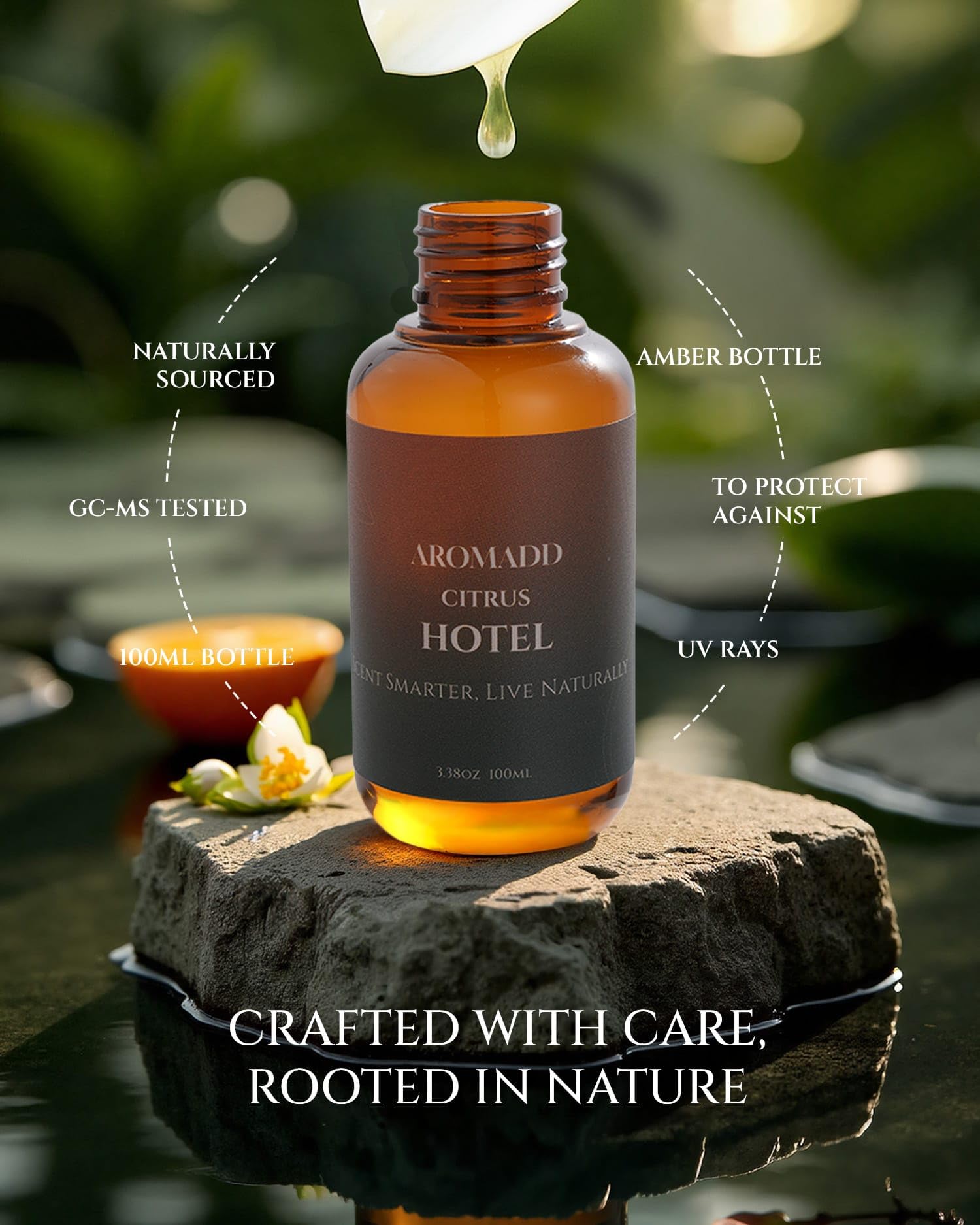 Aromadd Citrus diffuser oil notes close-up highlighting lemon and bergamot layers