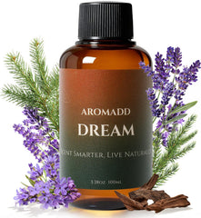 Aromadd Dream diffuser oil bottle for a calming bedroom ambiance.