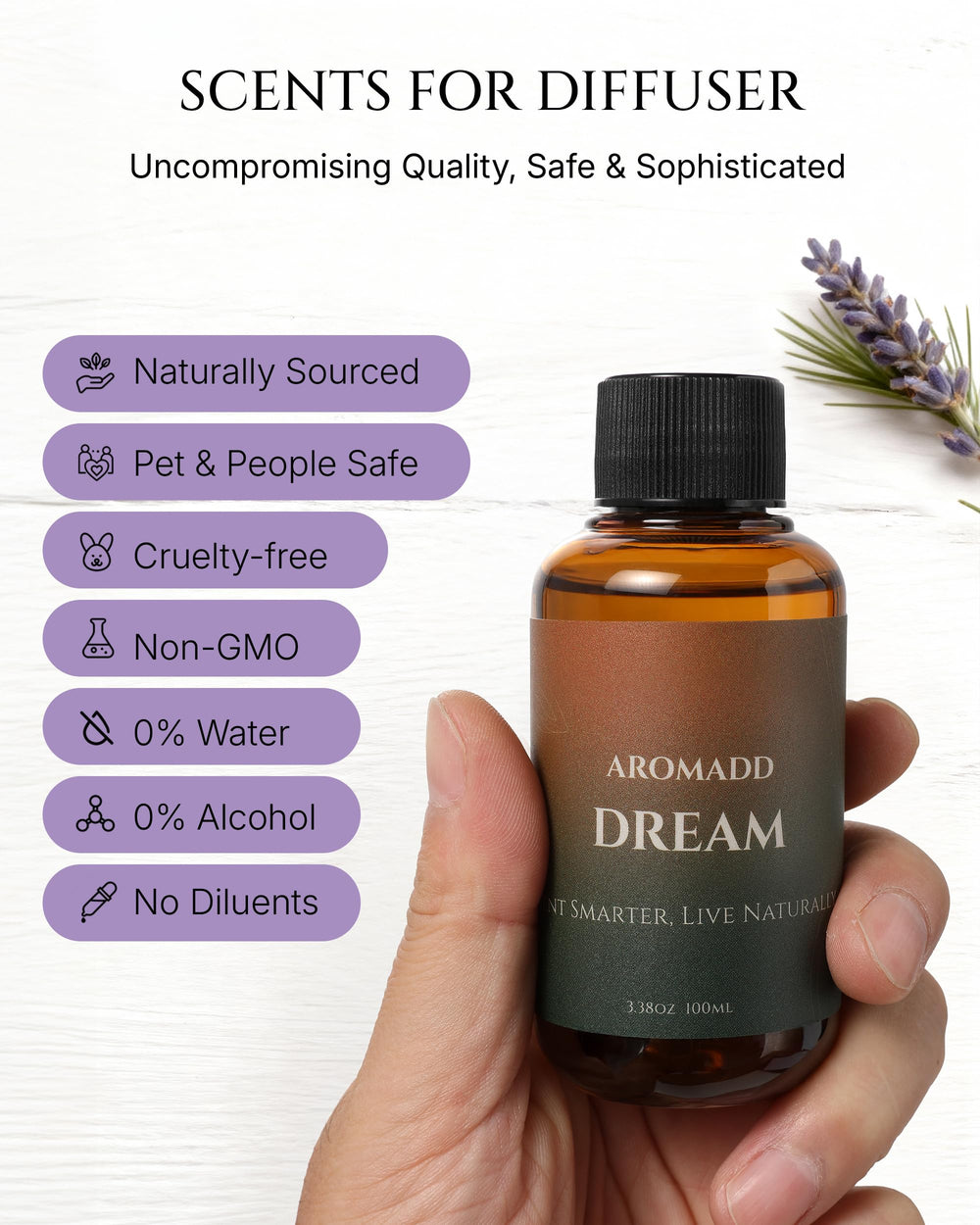 Aromadd Dream diffuser shown in-room creating a tranquil evening atmosphere.