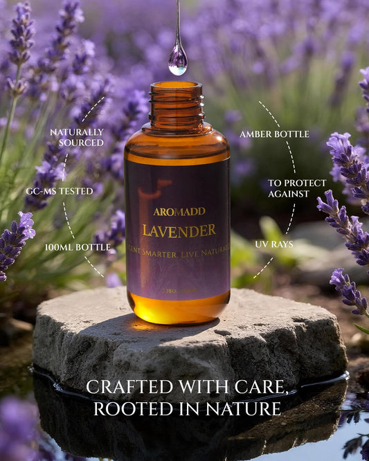 Aromadd Lavender diffuser oil pour showing easy dispensing for diffusion