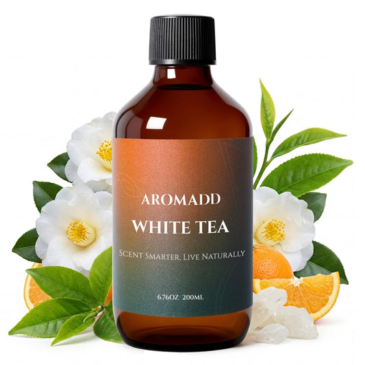 Aromadd White Tea Diffuser Oil bottle delivering a long-lasting hotel-inspired fragrance for home