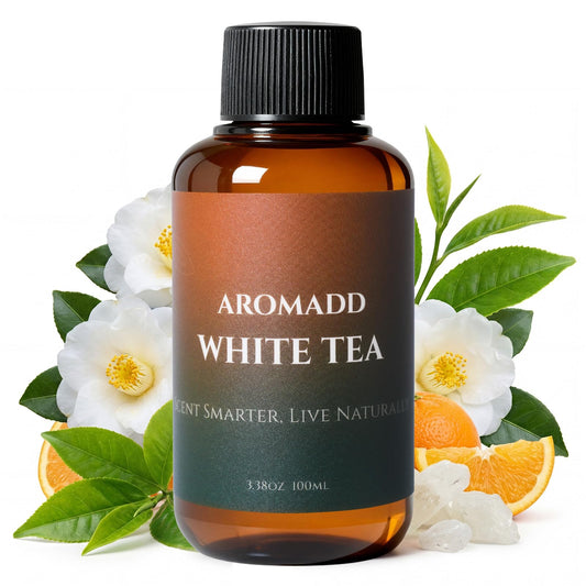 Aromadd White Tea Diffuser Oil bottle ready for use in home fragrance.