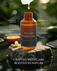 Aromadd White Tea heart notes with rose and tea leaf for depth.