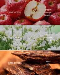 Closeup of Aromadd Years of Flowers fragrance notes featuring freesia and osmanthus