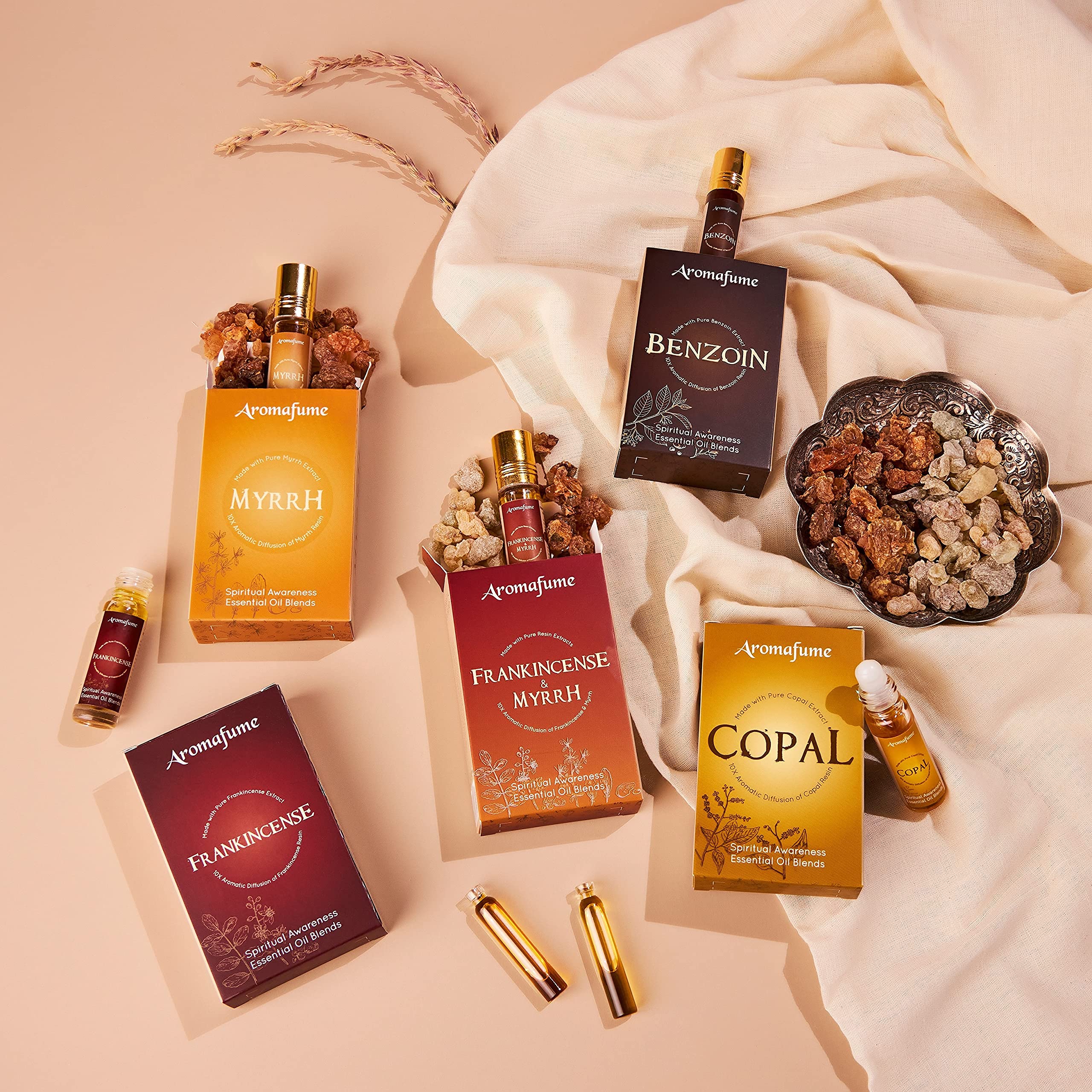 Aromafume Spiritual Awareness frankincense-myrra roll-on bottle for spiritual practice.