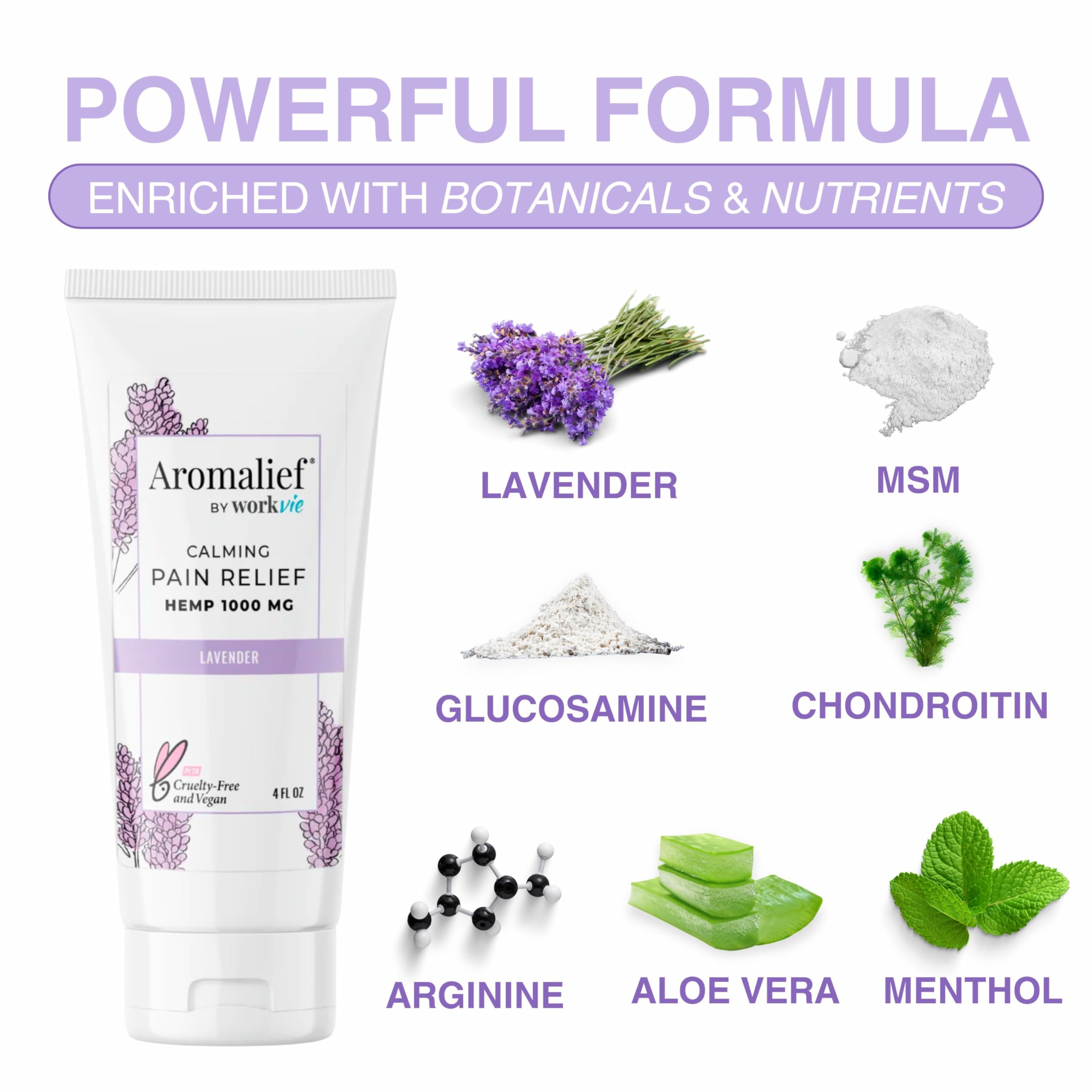 Aromalief Lavender Relief Therapy Cream tube with lavender ambiance evokes calm, ideal for evening routines
