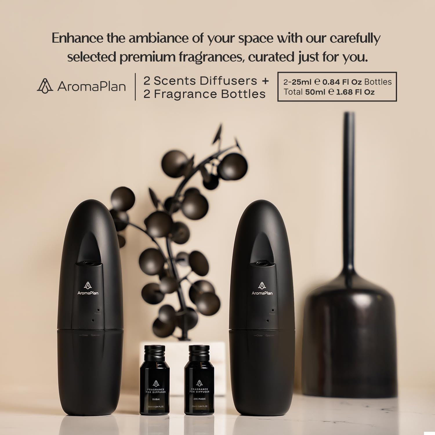 AROMAPLAN 24 Knights fragrance bottle with diffuser enhances energizing space.