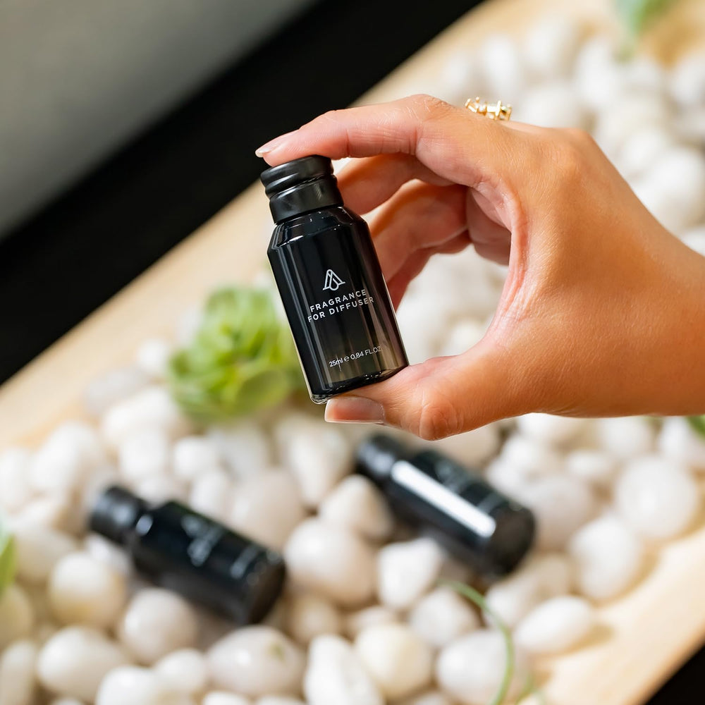 AROMAPLAN Diffuser oil drops on table highlight premium packaging and oil quality