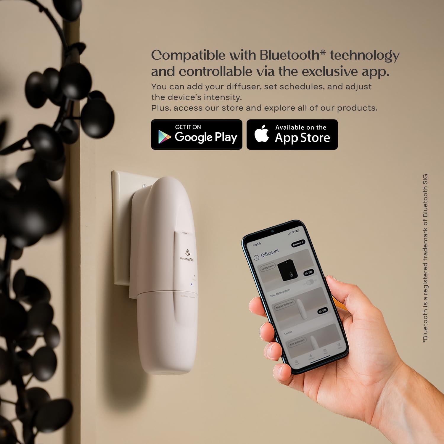 AROMAPLAN energy-efficient diffuser using minimal oil per hour