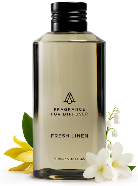 AROMAPLAN Fresh Linen bottle front for long-lasting diffuser oil.