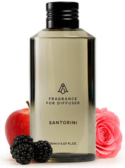 AROMAPLAN Santorini bottle pour highlighting a rich, inviting fragrance for rooms.