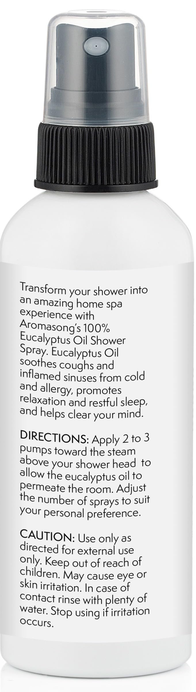Aromasong compact 4oz bottle on shelf, convenient for travel.