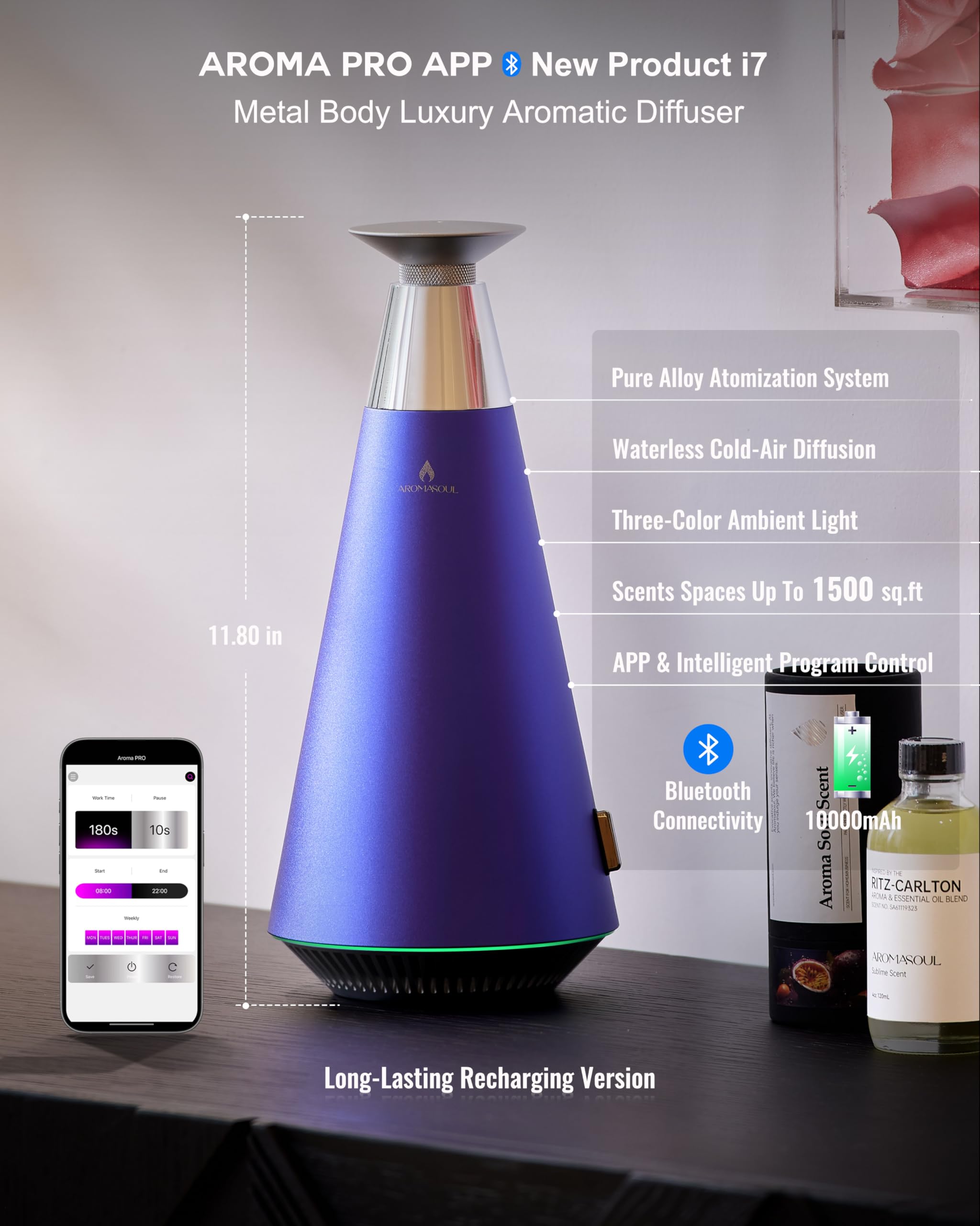 AROMASOUL alloy atomization system delivers pure, long-lasting fragrance in large spaces.