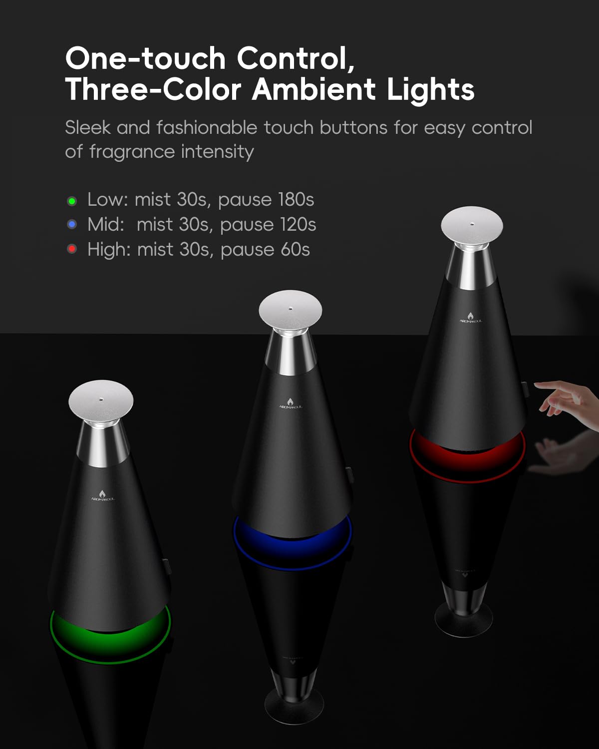 AROMASOUL smart app control lets you schedule diffusion from your phone.
