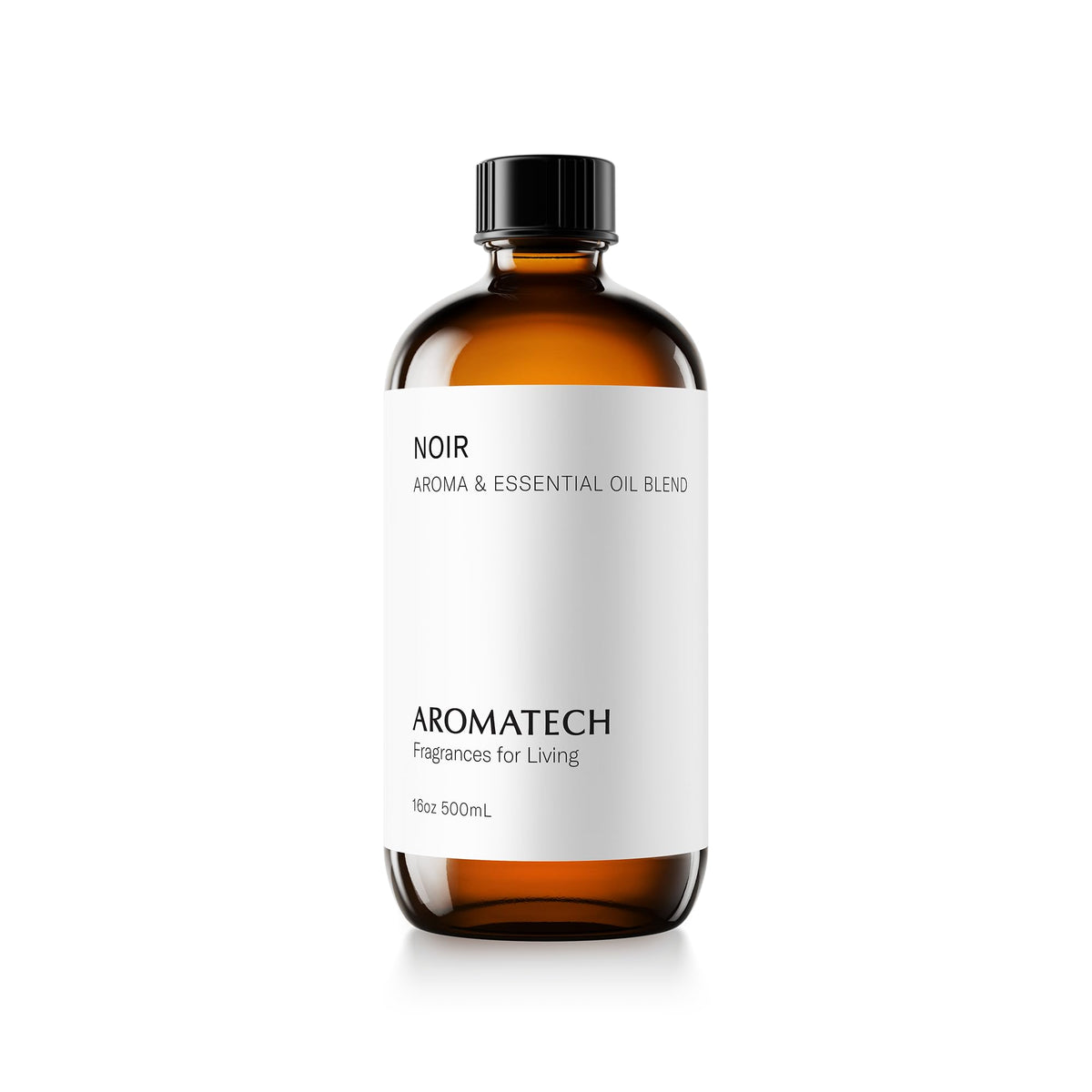 AromaTech Noir bottle close-up highlighting cedarwood for a cozy ambiance.