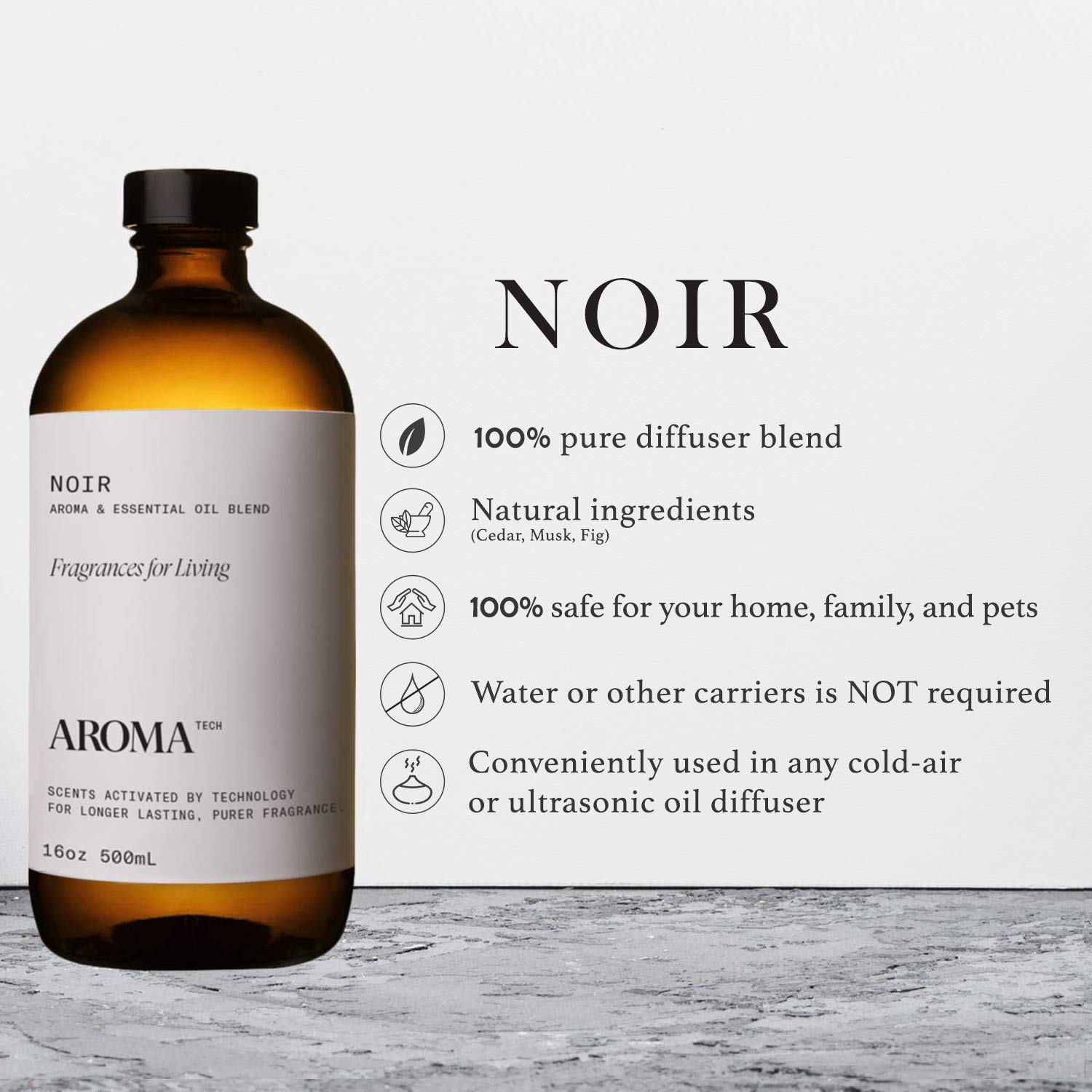 AromaTech Noir beside nebulizing diffuser for powerful aroma diffusion.