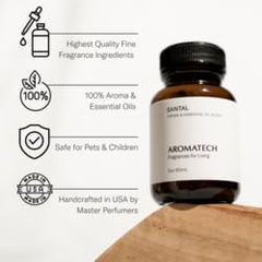 Aromatech Noir label close-up promotes premium aroma for home decor.