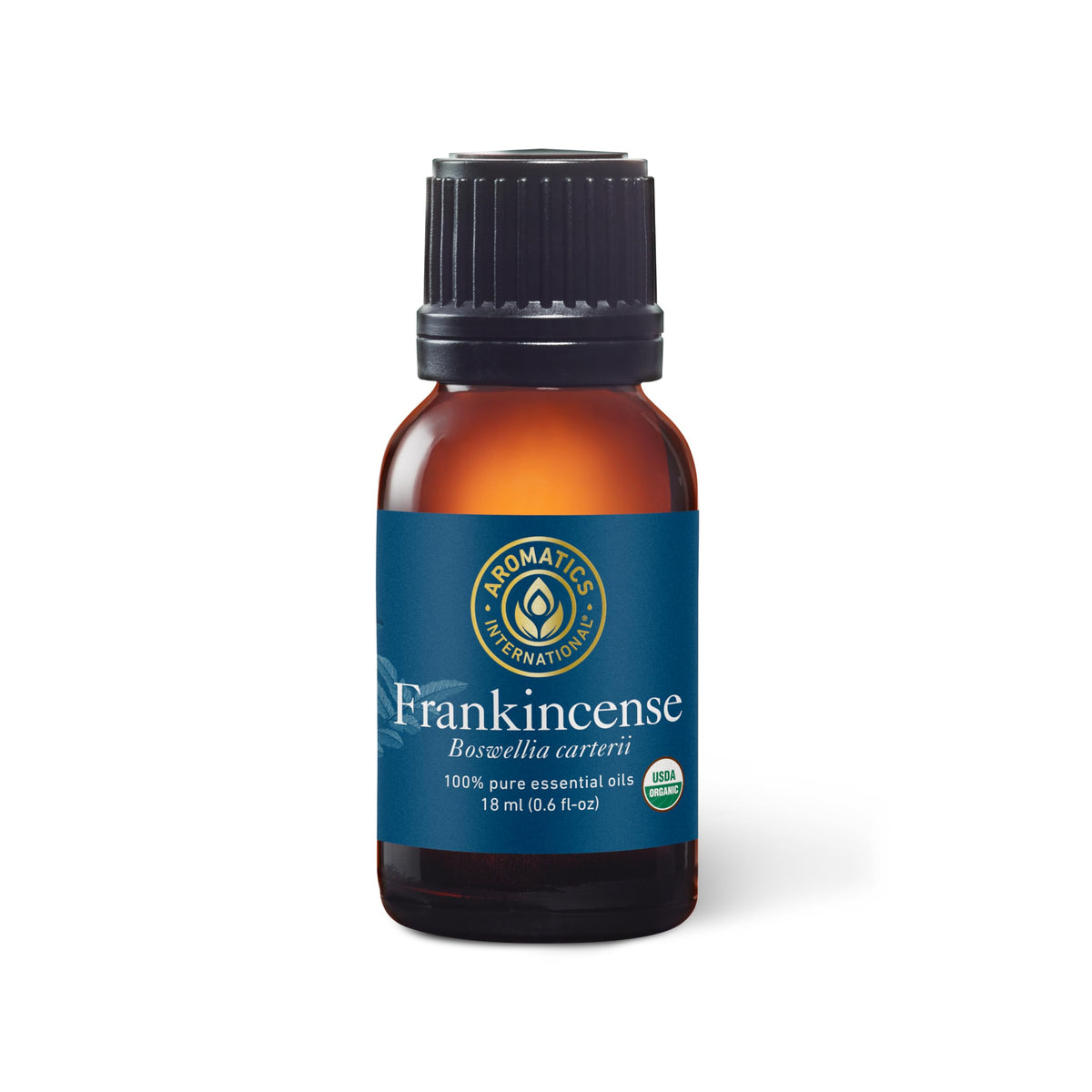 Aromatics International Frankincense Oil bottle pour for diffuser aroma.