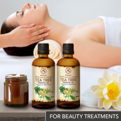 AROMATIKA Tea Tree Oil diffuser scene emphasizing calming aroma and ambience.