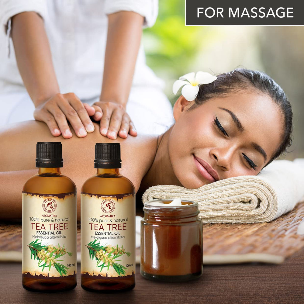 AROMATIKA Tea Tree Oil skincare use for clear, balanced skin.