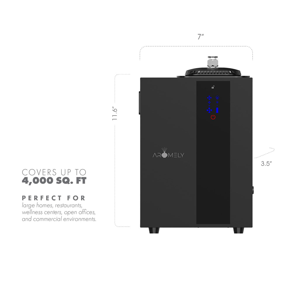AROMELY black diffuser fits modern homes and workspaces.