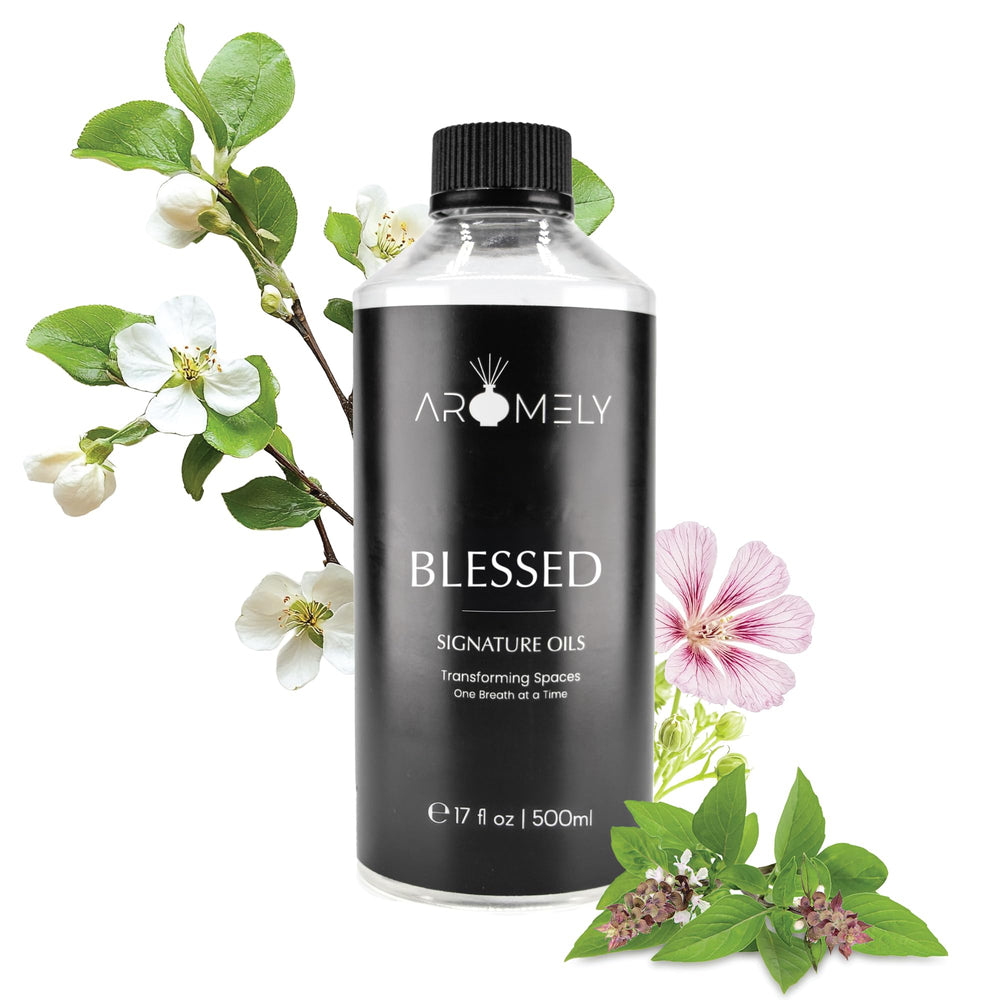 AROMELY Blessed by Aromely essential oil blend bottle for 500ml diffuser — warm, inviting ambiance