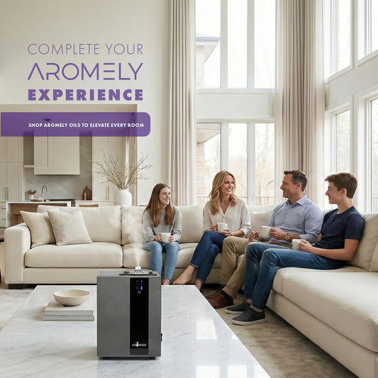 AROMELY HVAC-ready diffuser demonstrates seamless integration for whole-space scenting.