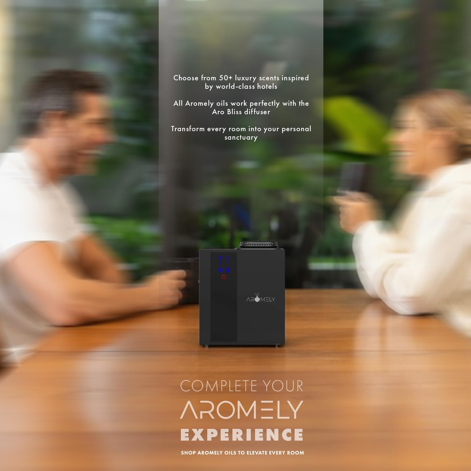 AROMELY diffuser demonstrates coverage up to 1,800 sq ft