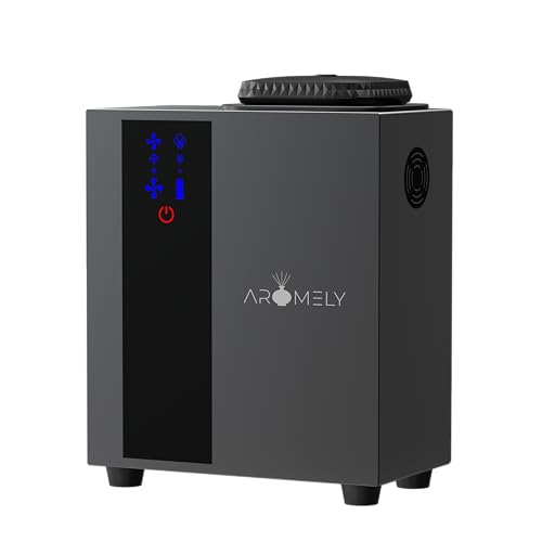 AROMELY diffuser side view highlights compact design and quiet operation