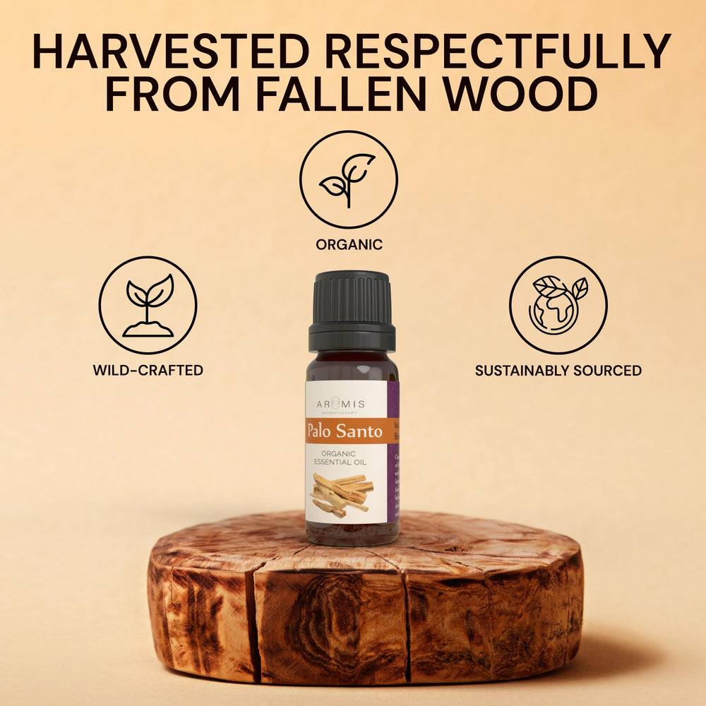 ArOmis Palo Santo oil, no trees cut, preserves forests while diffusing.