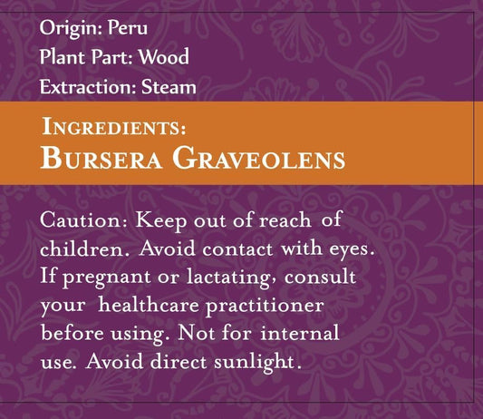 ArOmis Palo Santo oil is steam distilled for pure aroma suitable for diffusion.