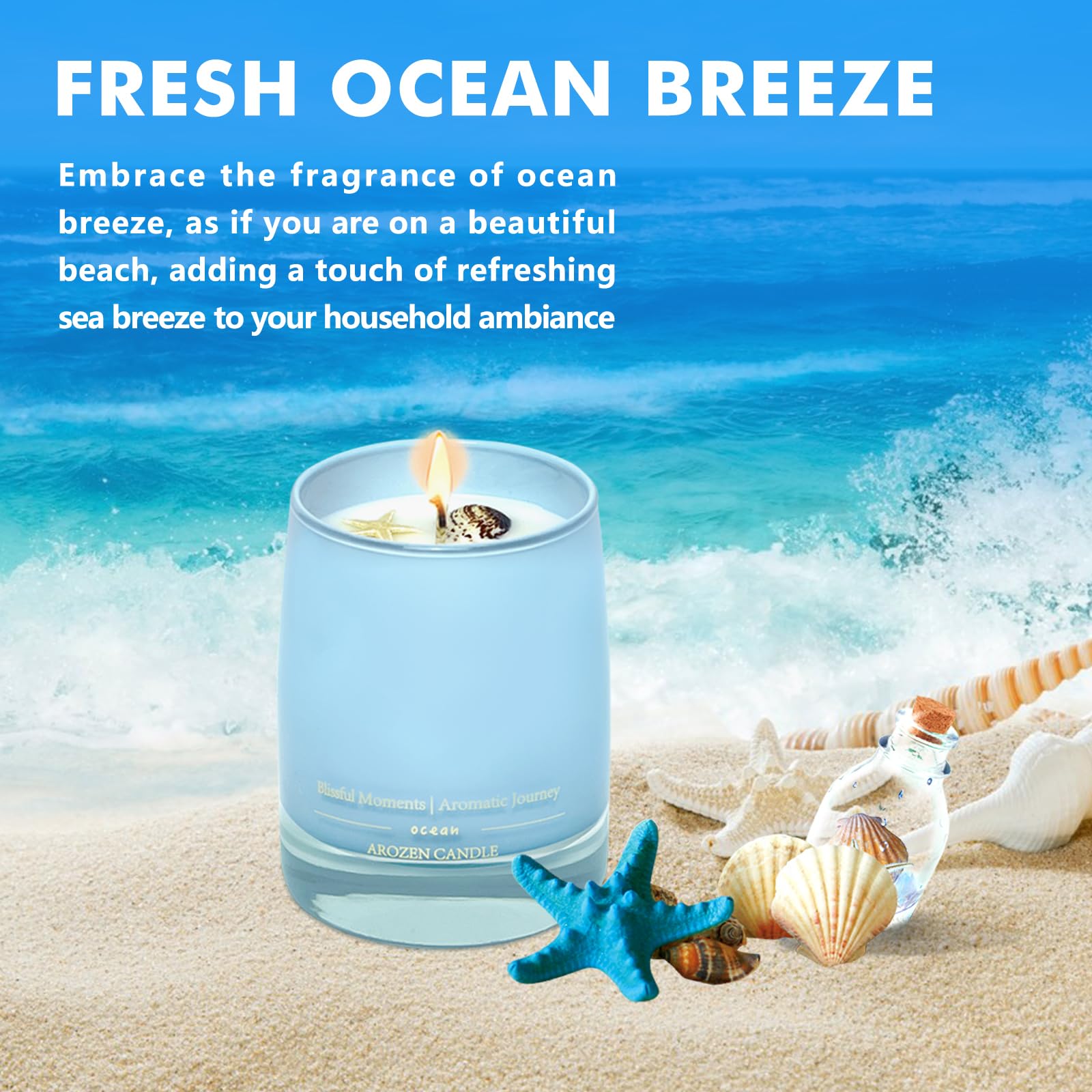 AROZEN Ocean Scented Candle gift box showing ready-to-gift presentation