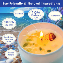 AROZEN Ocean Scented Candle wooden lid on display for premium packaging