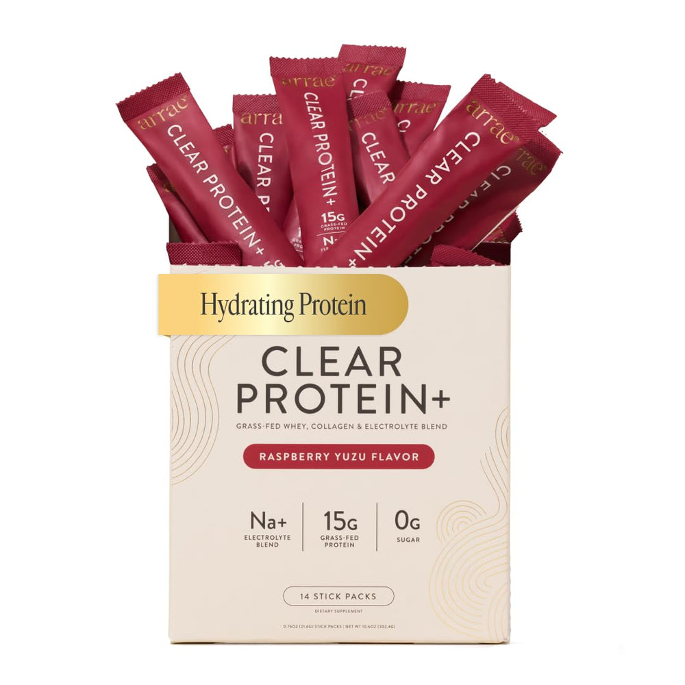Arrae Clear Protein bottle pour demonstrates quick mix for a refreshing post-activity drink