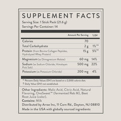 Arrae Clear Protein clean formula label emphasizes natural ingredients and electrolytes