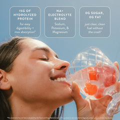 Arrae Clear Protein ingredients closeup showcases clean formula with natural acids