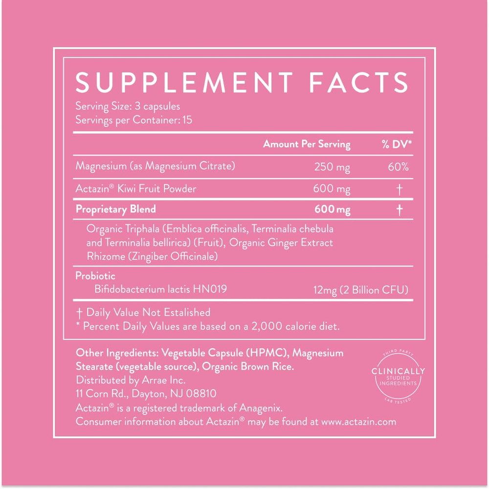 Arrae capsules with water illustrating simple daily intake.