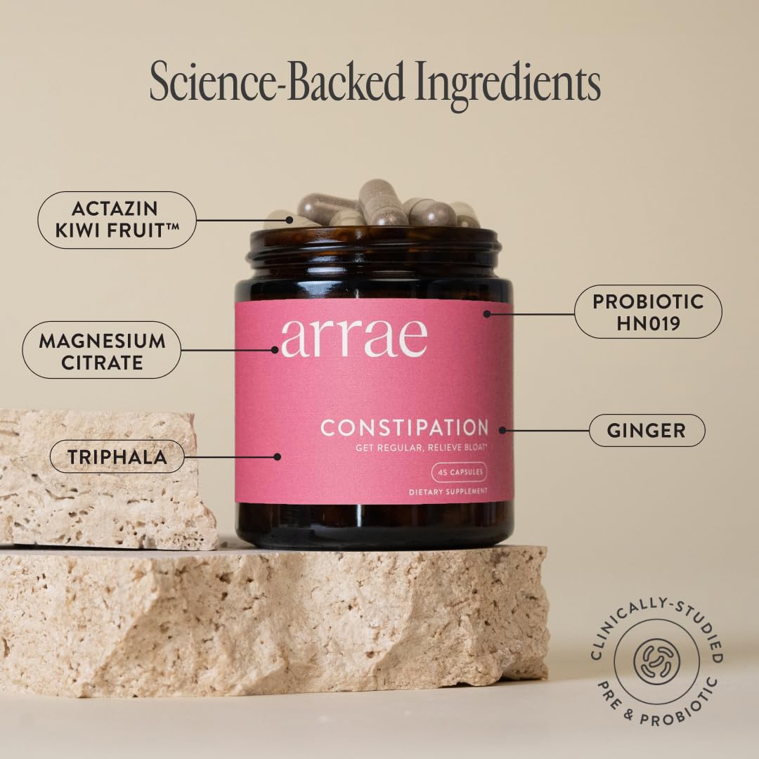 Arrae botanicals illustration highlighting natural ingredients for gentle gut balance.