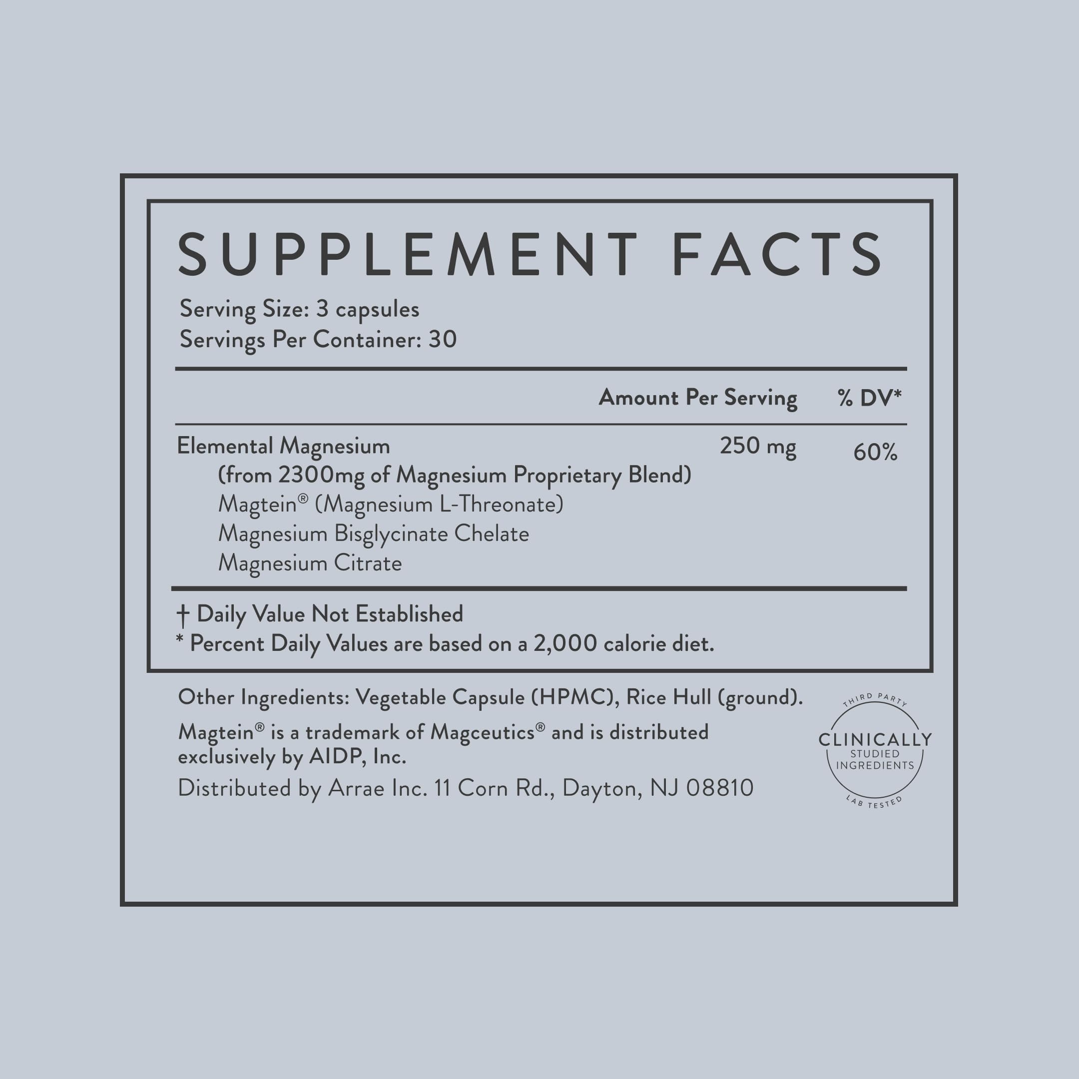 Arrae magnesium supplement on a bedside setup for evening relaxation routines