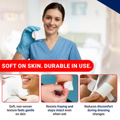 Soft latex-free Arrigo sponges gentle on skin during dressing changes.